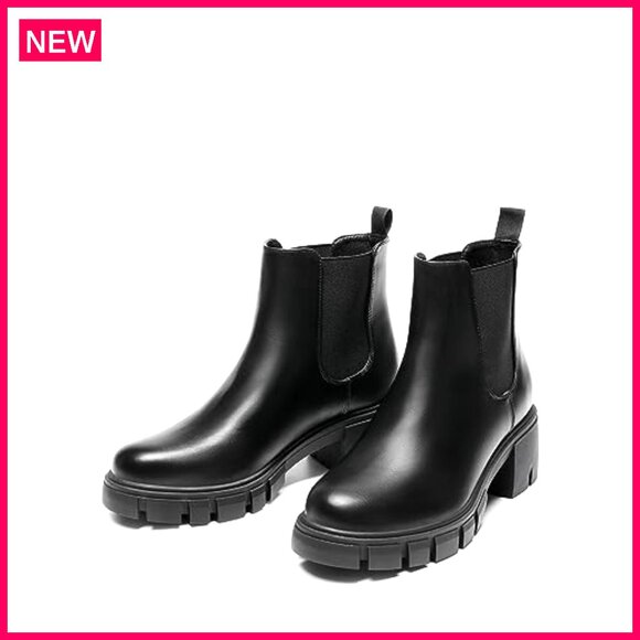 Women's Chelsea Ankle Boots Slip-On Chunky Heel Lug Sole Platform Fall Booties - Picture 4 of 8